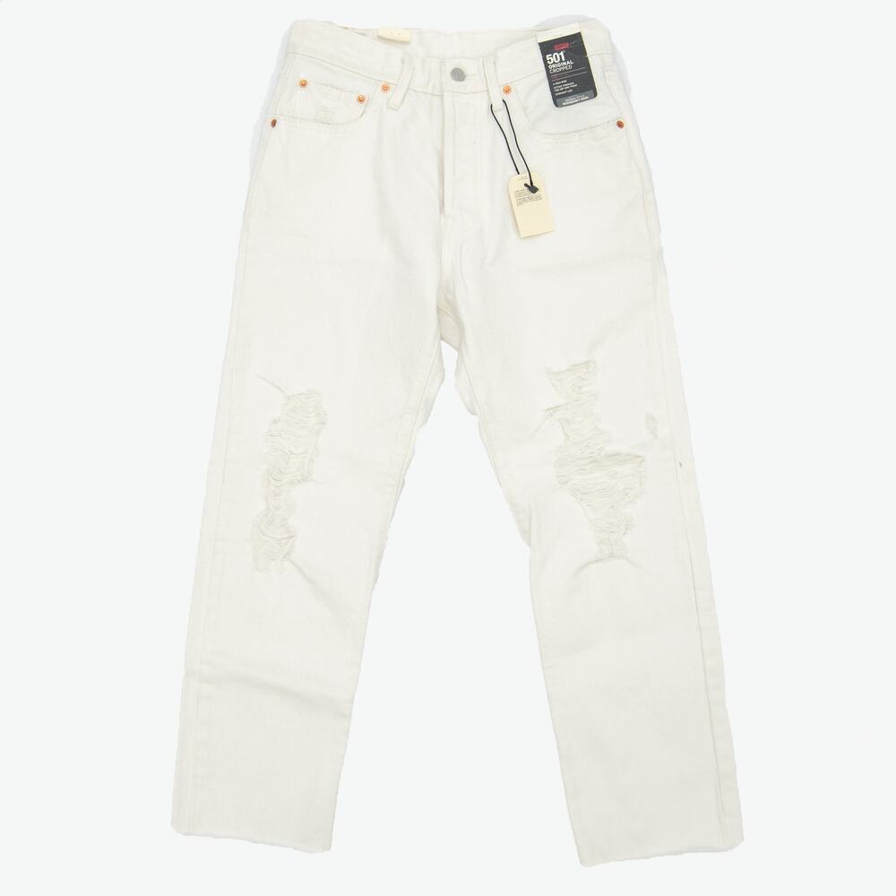 Levi's 501 Original Off White High Rise Straight Leg Jeans Size 28